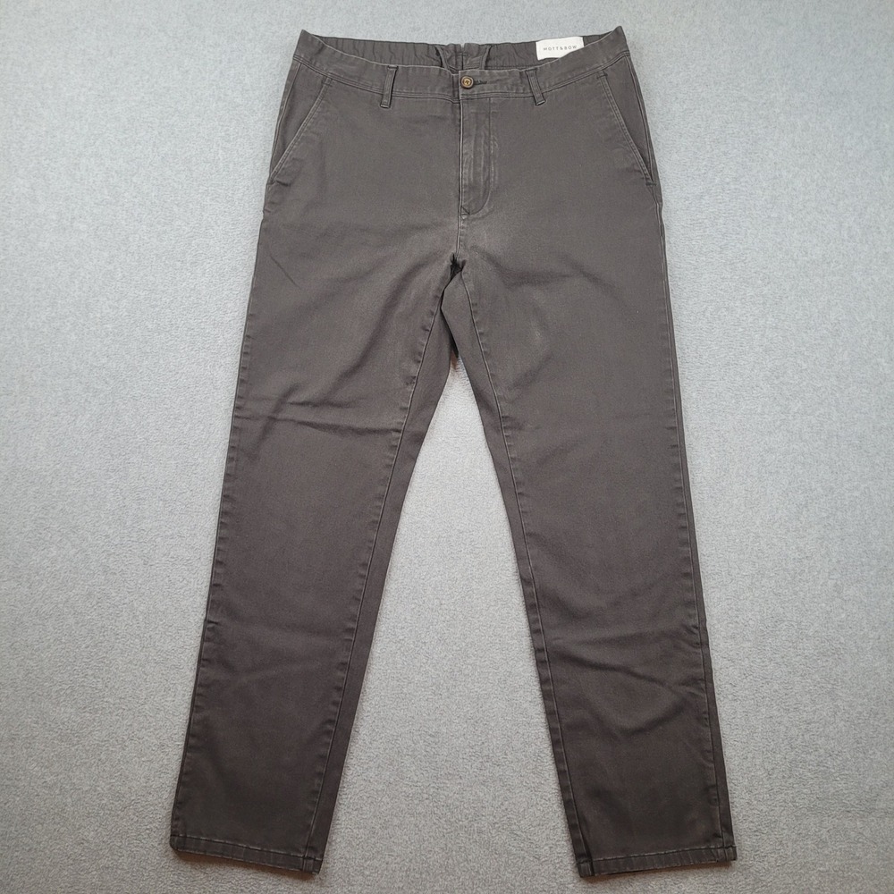 Mott & Bow Chino Pants Mens 34x30 Charcoal Gray Twill Cotton Stretch 19009-VIIT